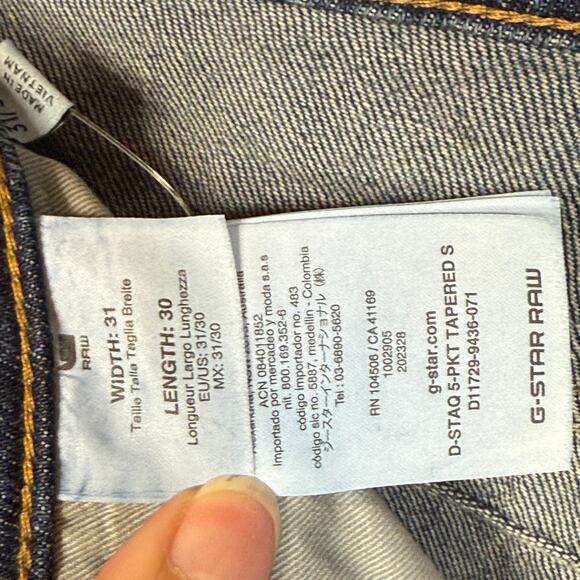 G-Star Raw Men's D-Staq 5-Pocket Tapered Leg Slim Fit Jean blue 31-32 $170 - Picture 13 of 15